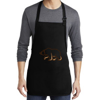 Simple Line Art Grizzly Bear Illustration Medium-length Apron | Artistshot