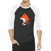 Diffuse Orange Fox Geometric 3/4 Sleeve Shirt | Artistshot