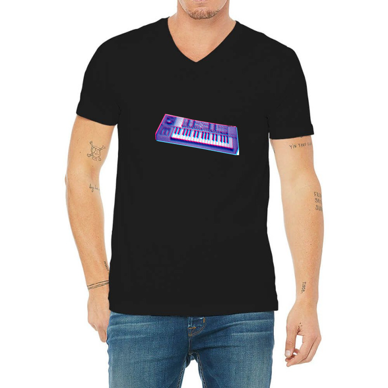 Analog Synthesizer 8bit 3d Retro Artwork Design V-neck Tee | Artistshot