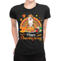 Australian Shepherd Thanksgiving Xmas T  Shirt Australian Shepherd Tur Ladies Fitted T-shirt | Artistshot