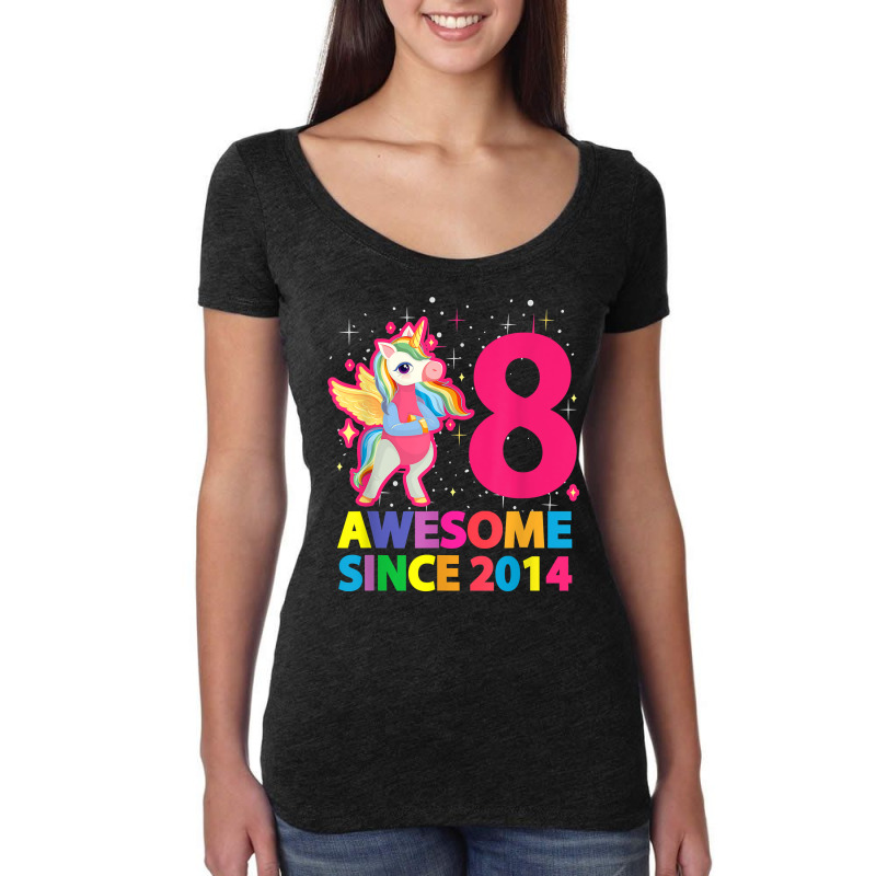 Awesome Since 2014 Unicorn Girls 8th Birthday Eight Years T Shirt Women's Triblend Scoop T-shirt by AshleyPenez | Artistshot