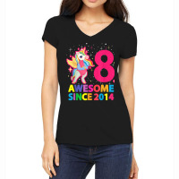 Awesome Since 2014 Unicorn Girls 8th Birthday Eight Years T Shirt Women's V-neck T-shirt | Artistshot