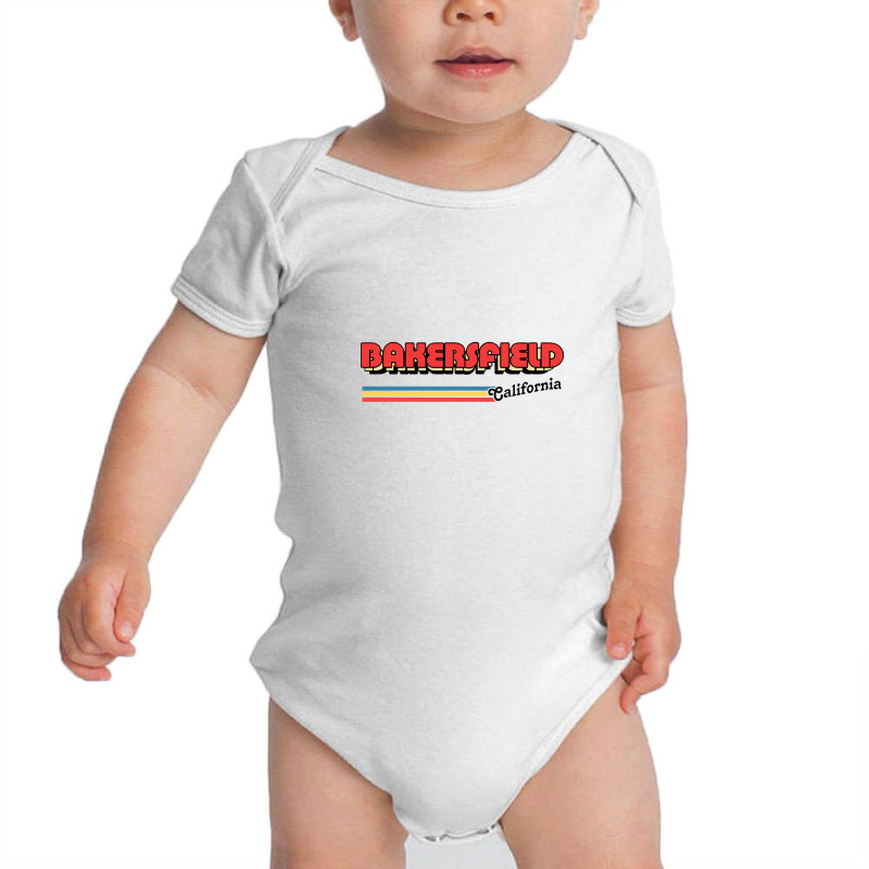 Bakersfield, Ca Retro Typography Design Baby Bodysuit by methadelphi | Artistshot