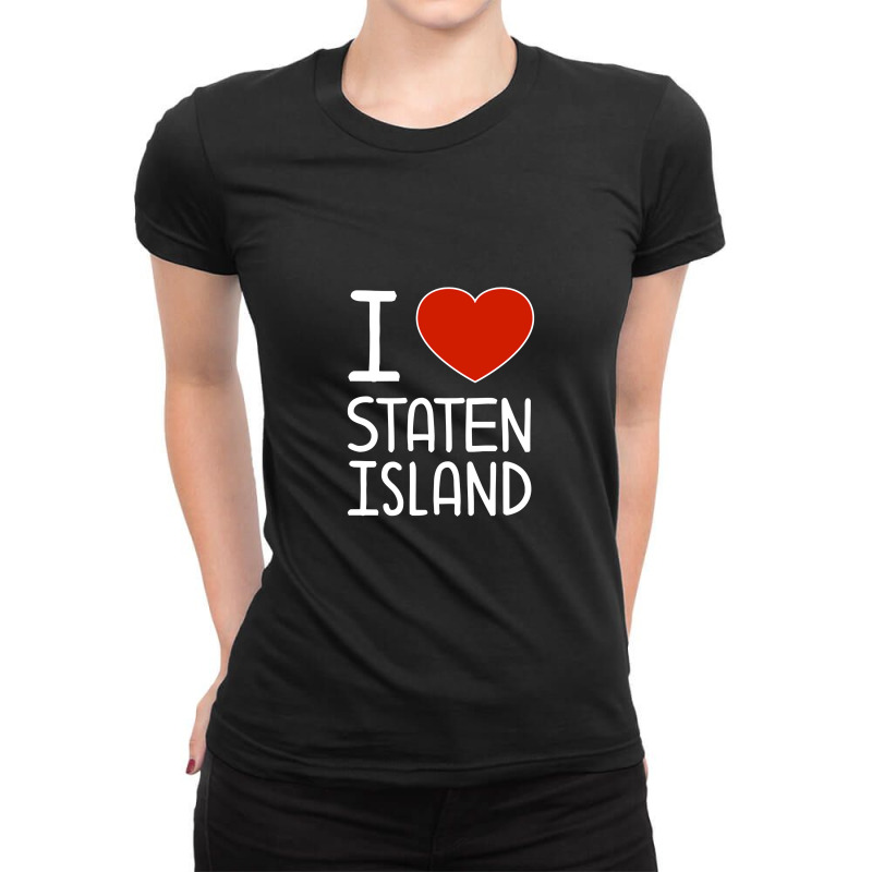 I Love Staten Island Red Heart Pullover Hoodie Ladies Fitted T-Shirt by suvukana | Artistshot