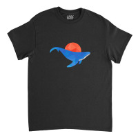 Geometric Blue Whale With Red Sun Classic T-shirt | Artistshot