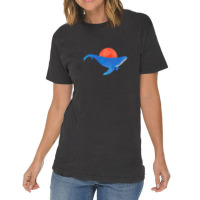 Geometric Blue Whale With Red Sun Vintage T-shirt | Artistshot