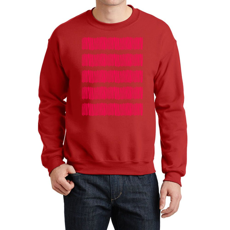 Hot Pink On Red Painted Lines Pattern , Vertical Stripe Pattern , Larg Crewneck Sweatshirt | Artistshot