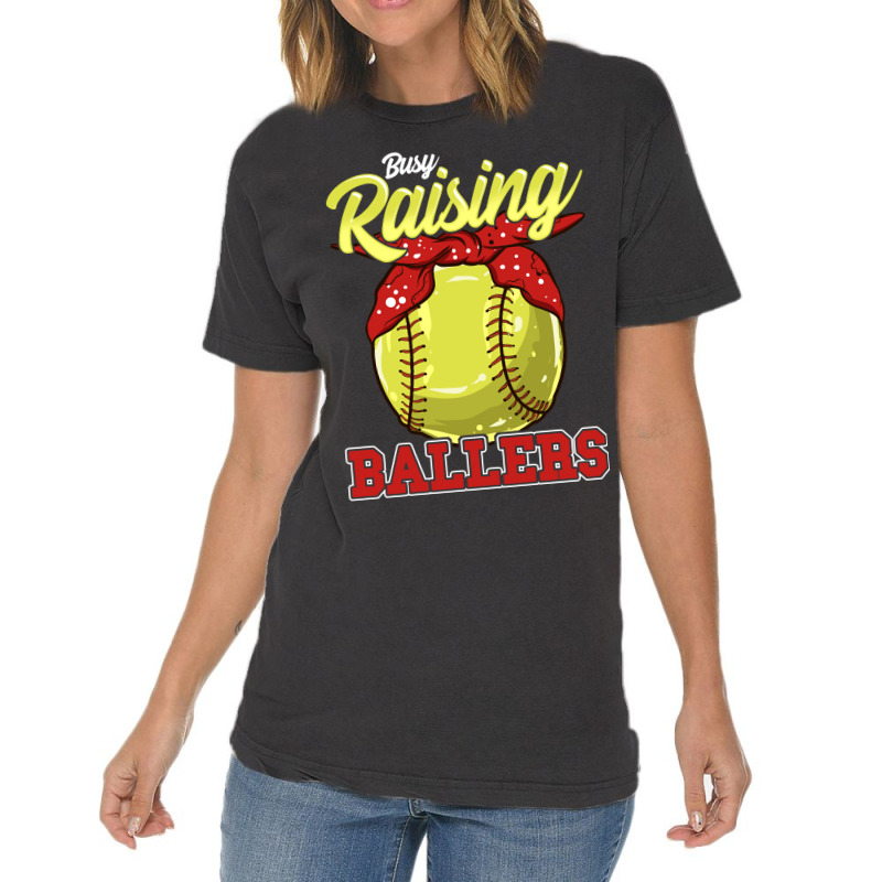 Softball Pitcher Hitter Catcher Busy Raising Ballers Funnymom Gift 139 Vintage T-shirt | Artistshot