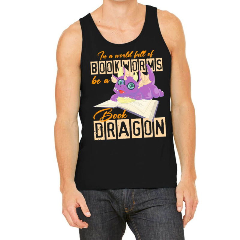 Book Dragon T  Shirt Funny Reading Bookworm Magical Animal Book Dragon Tank Top by wlowe820 | Artistshot