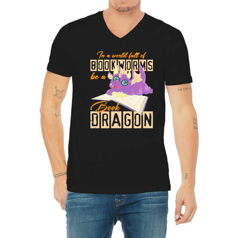 Book Dragon T  Shirt Funny Reading Bookworm Magical Animal Book Dragon V-Neck Tee by wlowe820 | Artistshot