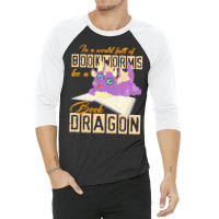 Book Dragon T  Shirt Funny Reading Bookworm Magical Animal Book Dragon 3/4 Sleeve Shirt | Artistshot