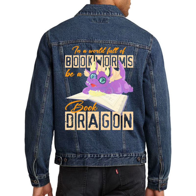 Book Dragon T  Shirt Funny Reading Bookworm Magical Animal Book Dragon Men Denim Jacket by wlowe820 | Artistshot