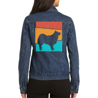 Icelandic T  Shirt Retro Dog Icelandic Sheepdog T  Shirt Ladies Denim Jacket | Artistshot