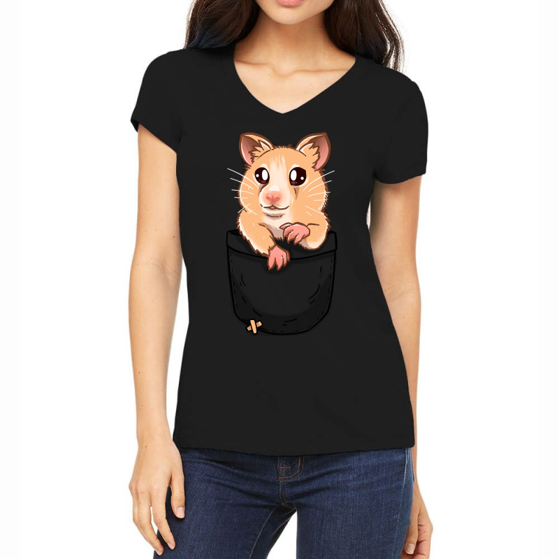 Hamster Guinea Pig Pocket Cute Hamster Pet49 Hamsters Women's V-Neck T-Shirt by offensejuggler | Artistshot