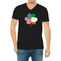 St. Patrick's Day Ireland And American Usa Flag Clover Funny V-neck Tee | Artistshot