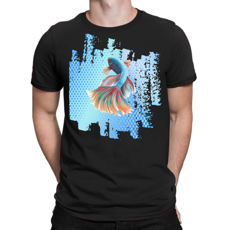 Beta Fish T  Shirt Beta Fish Blue With Rainbow Tail On Blue T  Shirt T-shirt | Artistshot