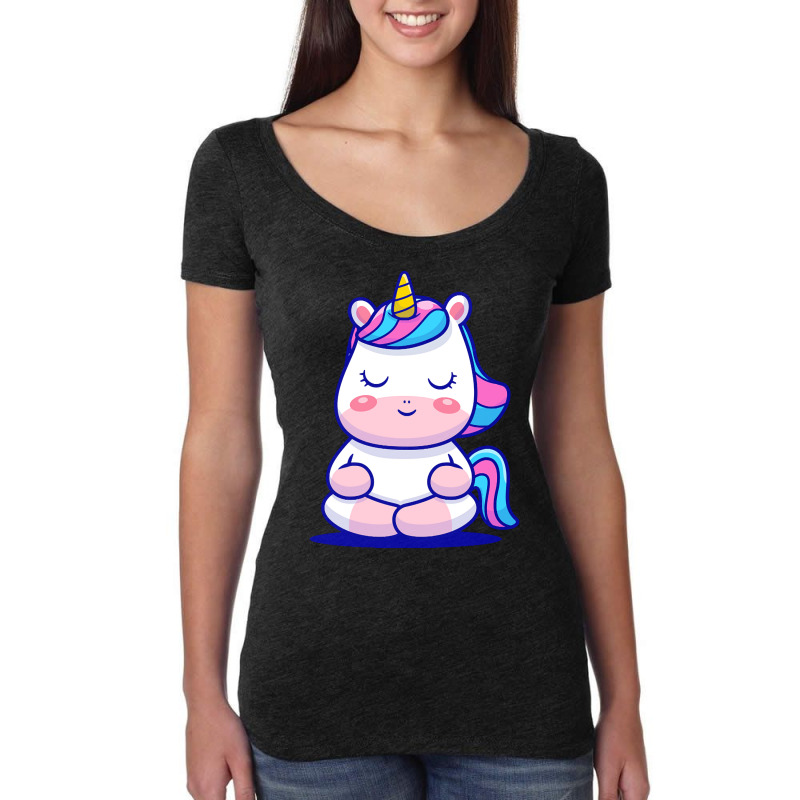 Meditation T  Shirt Cute Unicorn Meditation T  Shirt Women's Triblend Scoop T-shirt by kokojudo | Artistshot