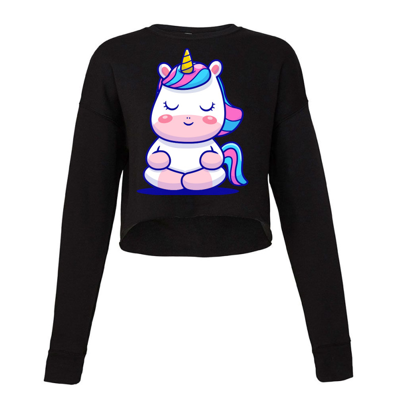 Meditation T  Shirt Cute Unicorn Meditation T  Shirt Cropped Sweater by kokojudo | Artistshot