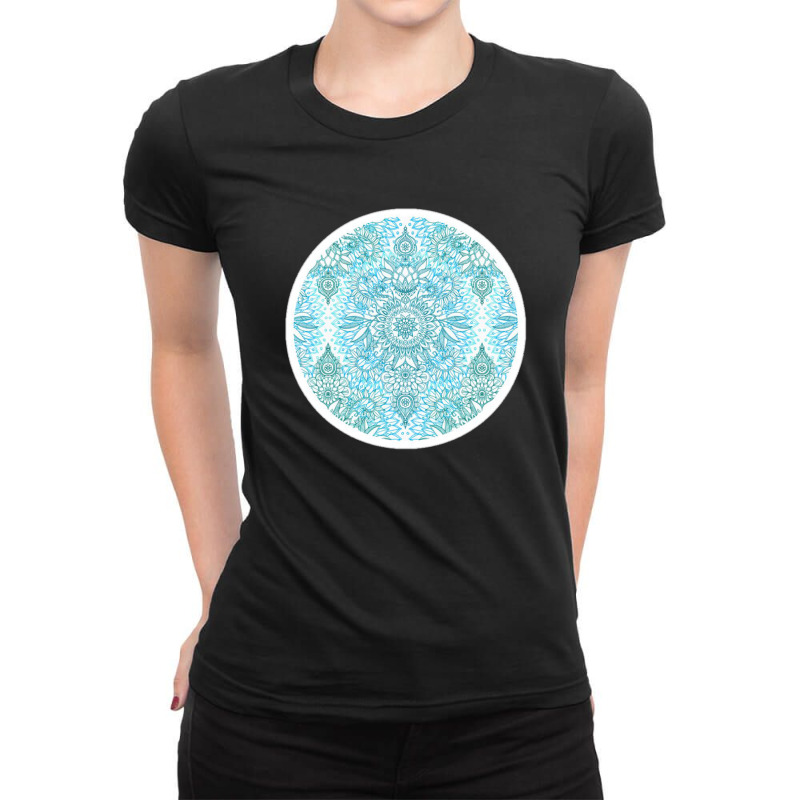 Coral Red Blue And Ecru Textured Folk Funny Art Doodle 60459182 Ladies Fitted T-Shirt by Sri66 | Artistshot