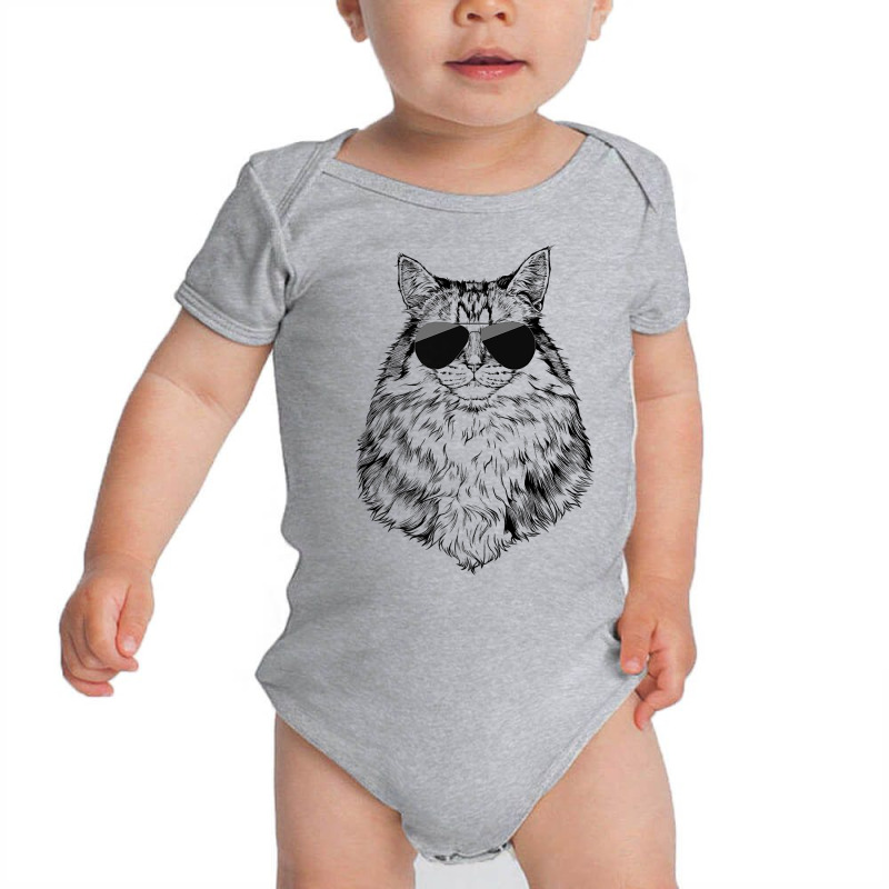 Siberian Cat Longhaired Cat With Sunglasses Premium T Shirt Baby Bodysuit by sosieclaton | Artistshot