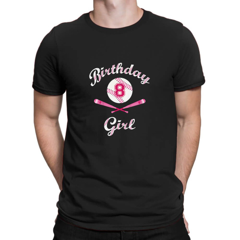 Kids 8th Eighth 8 Eight Year Happy Birthday Girl Softball T-Shirt by suvukana | Artistshot