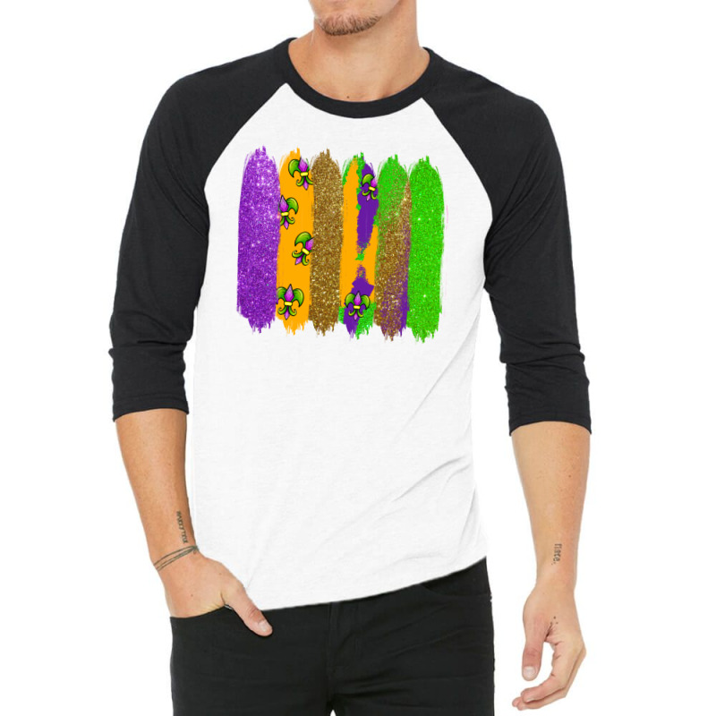 Mardi Gras Brushstrokes 3/4 Sleeve Shirt | Artistshot