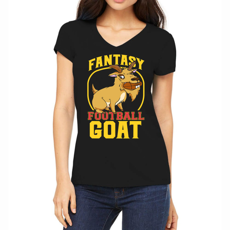 Football Funny Fantasy Football Goat Champion Men Women 29 Women's V-Neck T-Shirt by offensejuggler | Artistshot