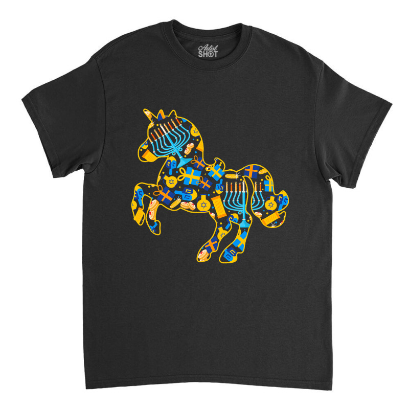 Unicorn Lover Pony Hanukkah Unicorn Shape Menorah Collection Jewish Un Classic T-shirt | Artistshot