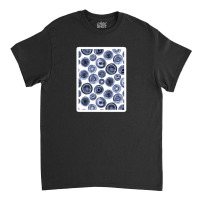 Blue Grey And White Textured Folk Art Funny Doodle 60459332 Classic T-shirt | Artistshot