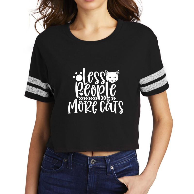 Less People More Cats White Scorecard Crop Tee by Kahvel | Artistshot