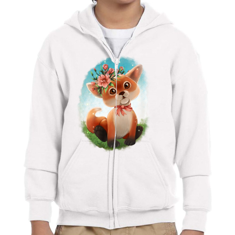 Baby Floral Fox Youth Zipper Hoodie by Apollo | Artistshot