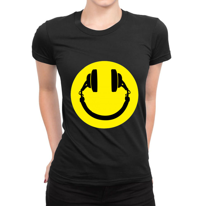 Smiley Headphones Ladies Fitted T-Shirt by ARpemie | Artistshot