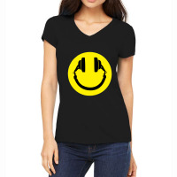 Smiley Headphones Women's V-neck T-shirt | Artistshot