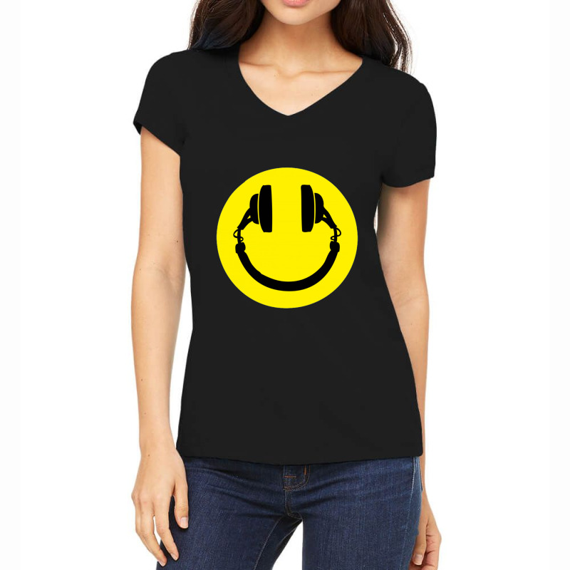 Smiley Headphones Women's V-Neck T-Shirt by ARpemie | Artistshot