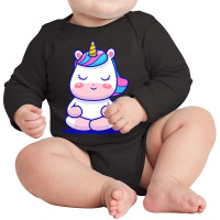 Meditation T  Shirt Cute Unicorn Meditation T  Shirt Long Sleeve Baby Bodysuit | Artistshot