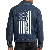 Independence Day T  Shirt American U S A Flag Soldier For Veterans T Men Denim Jacket | Artistshot