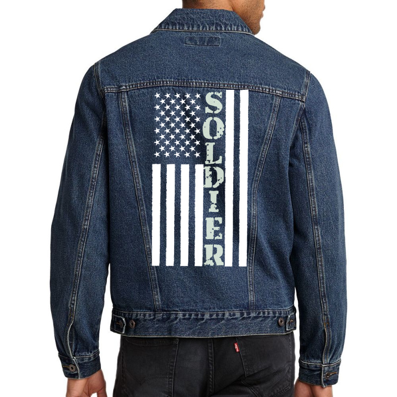 Independence Day T  Shirt American U S A Flag Soldier For Veterans T Men Denim Jacket | Artistshot