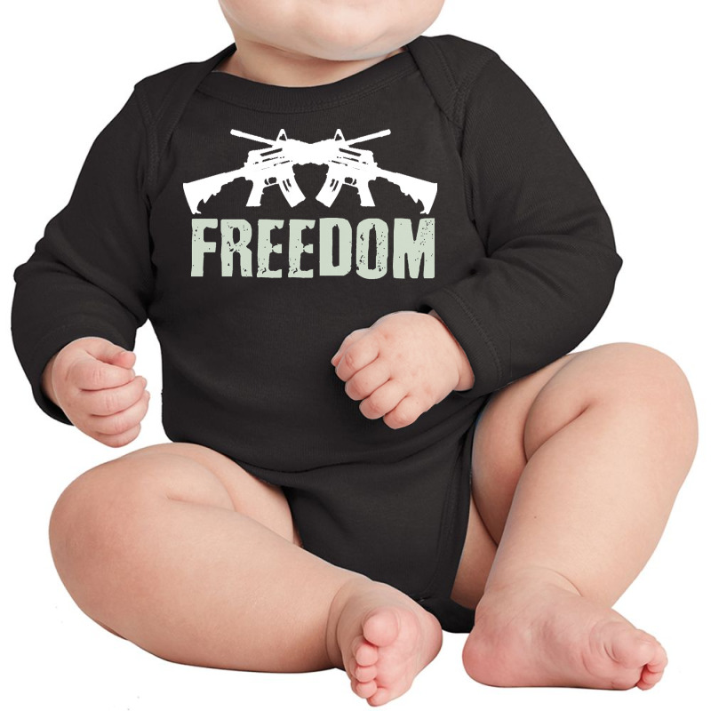 Independence Day T  Shirt Freedom Crossed M4 A1 Machine Guns For Veter Long Sleeve Baby Bodysuit | Artistshot