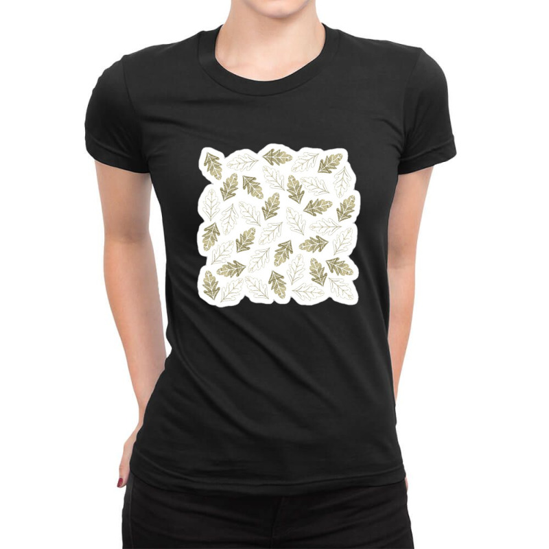 Modern Gold Green Cactus Palm Leaf Geometric 40605974 Ladies Fitted T-Shirt by Sri66 | Artistshot