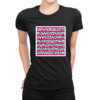 Modern Minimalistic Black Stripe On Coral Red 15023763 Ladies Fitted T-shirt | Artistshot