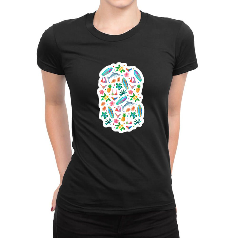 Modern Rococo Mermaid Ocean Waves 76775204 Ladies Fitted T-Shirt by Sri66 | Artistshot