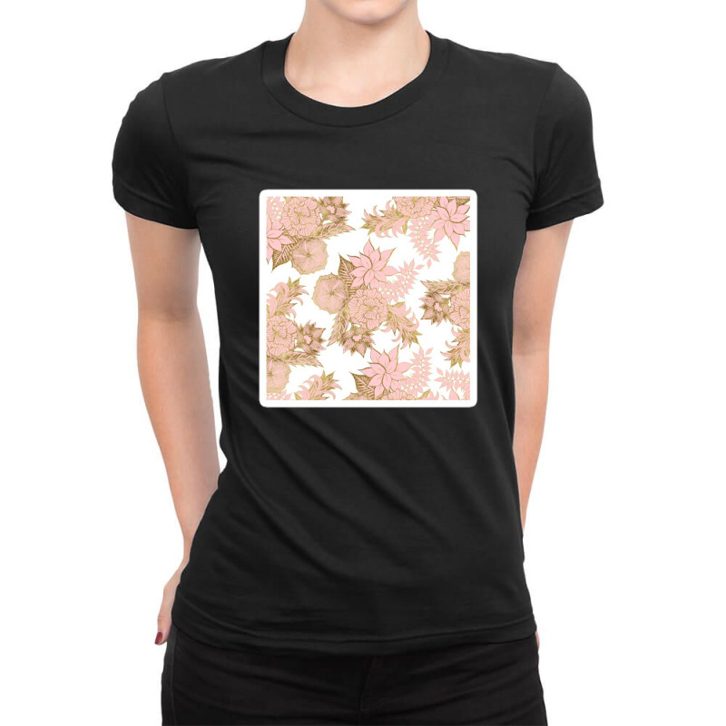 Pink Teal Purple Modern Floral Vines Illustrations 28356373 Ladies Fitted T-Shirt by Sri66 | Artistshot