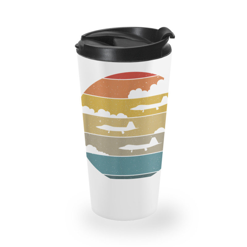 F 22 Raptor Silhouette Retro Sunset Airplanes In Clouds F22 T Shirt Travel Mug | Artistshot