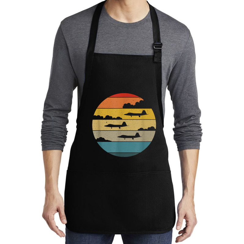 F 22 Raptor Silhouette Retro Sunset Airplanes In Clouds F22 T Shirt Medium-length Apron | Artistshot