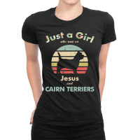 Dog Just A Girl Who Runs On Jesus And Cairn Terriers Puppy Pet Ladies Fitted T-shirt | Artistshot