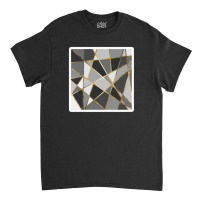 Chic Gold Brushstrokes On Island Paradise Blue 24183434 Classic T-shirt | Artistshot