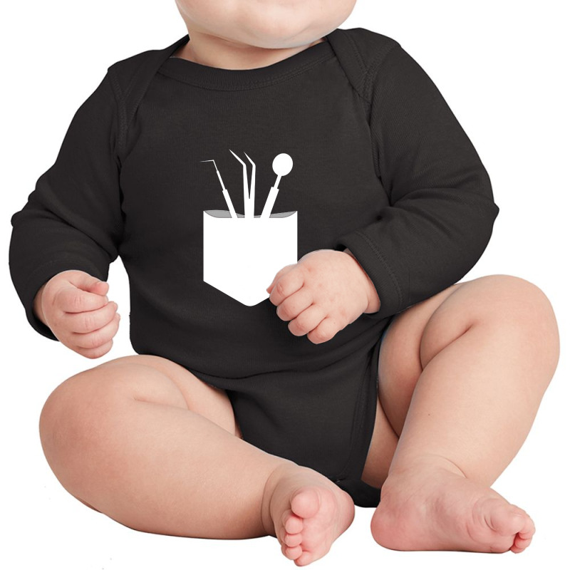 Funny Dental Instruments In Pocket Dentist Long Sleeve Baby Bodysuit by pancingiwak | Artistshot