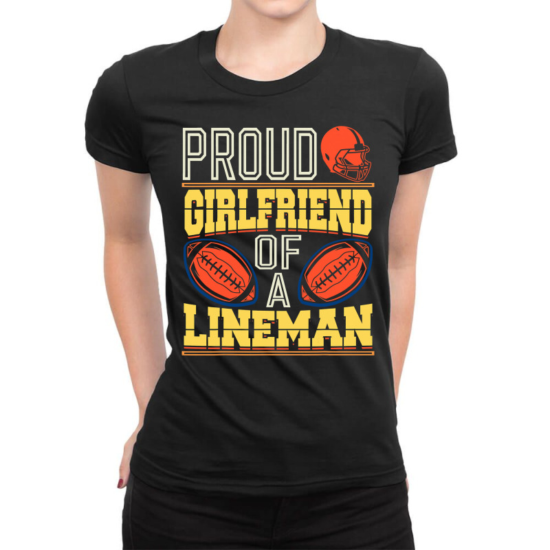 Football Funny Football Lineman Girlfriend 2 Ladies Fitted T-Shirt by offensejuggler | Artistshot