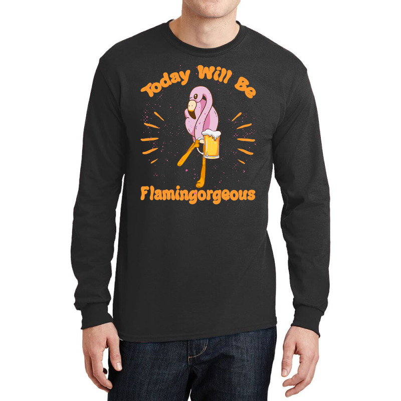 Flamingo Bird Tropical Gorgeous Flamingo Sunglass Drinking Beer Flamin Long Sleeve Shirts by Jeanette | Artistshot