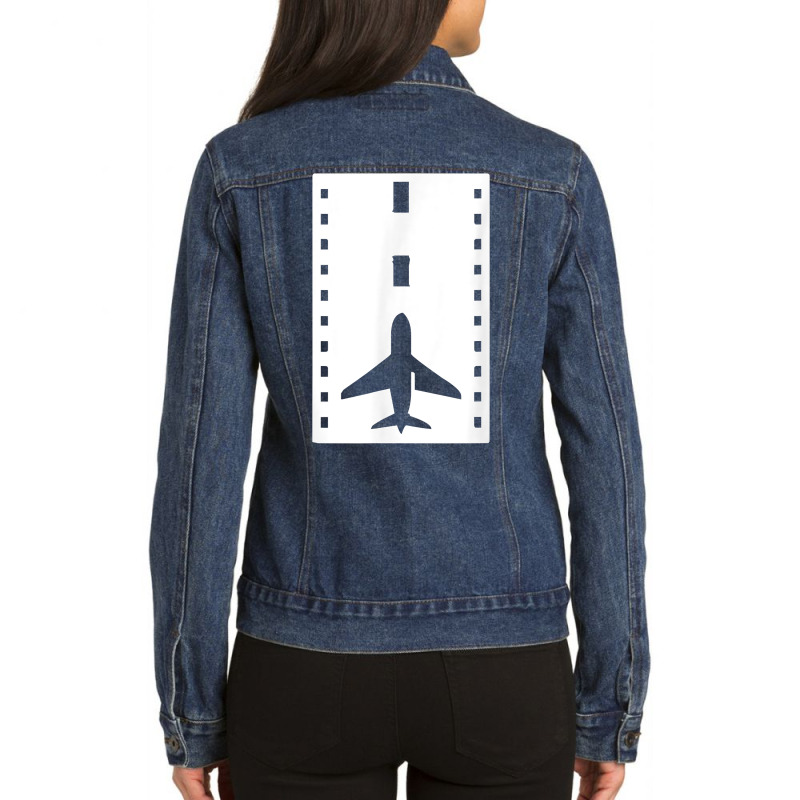 Plane On Runway Private Pilot T Shirt Ladies Denim Jacket by AshleyPenez | Artistshot